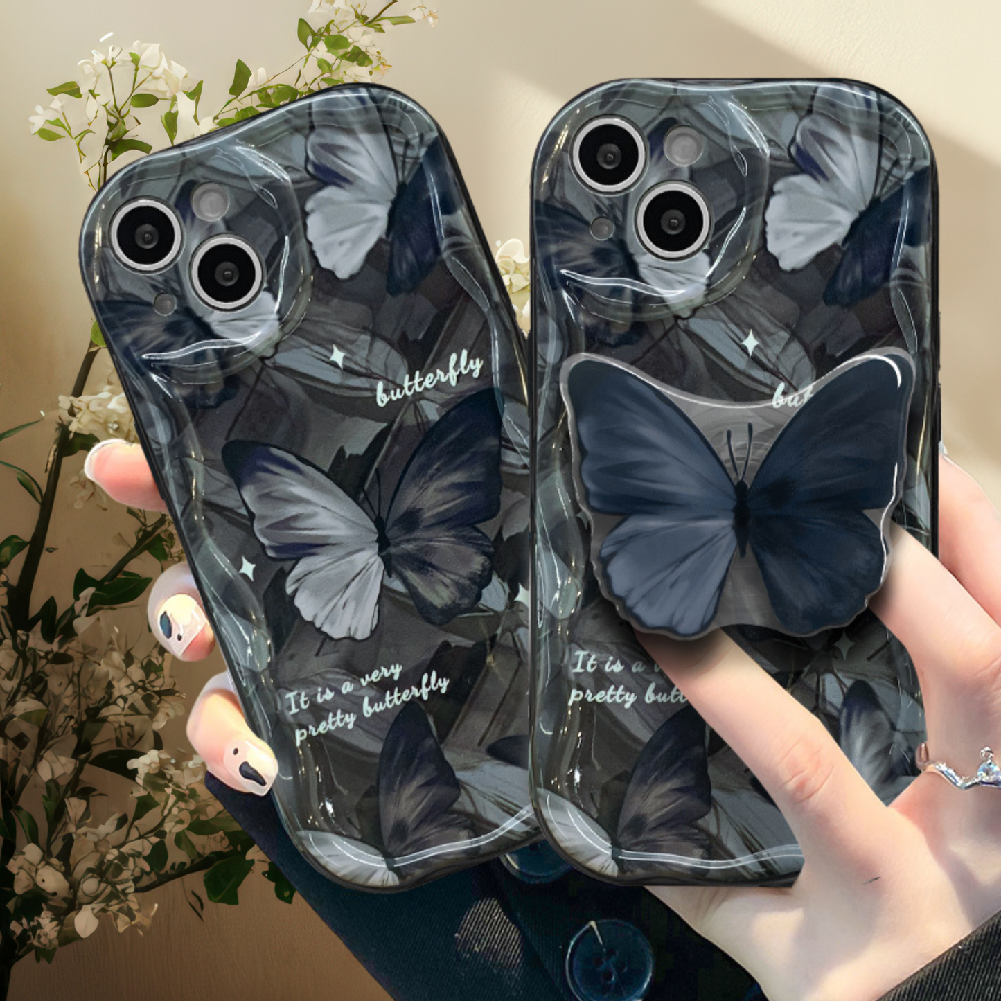Coque iphone avec support - Papillon