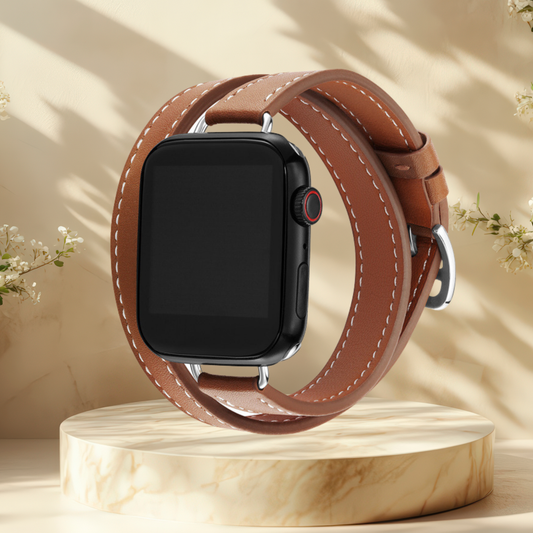 Bracelet Apple Watch effet cuir - Double