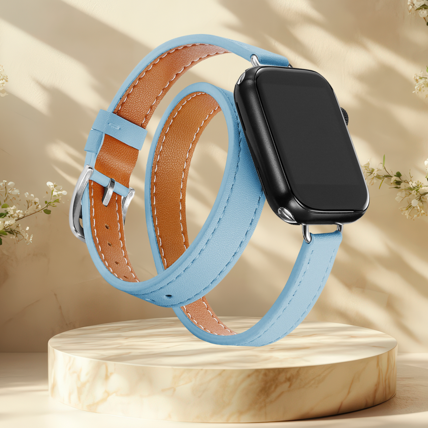 Bracelet Apple Watch effet cuir - Double