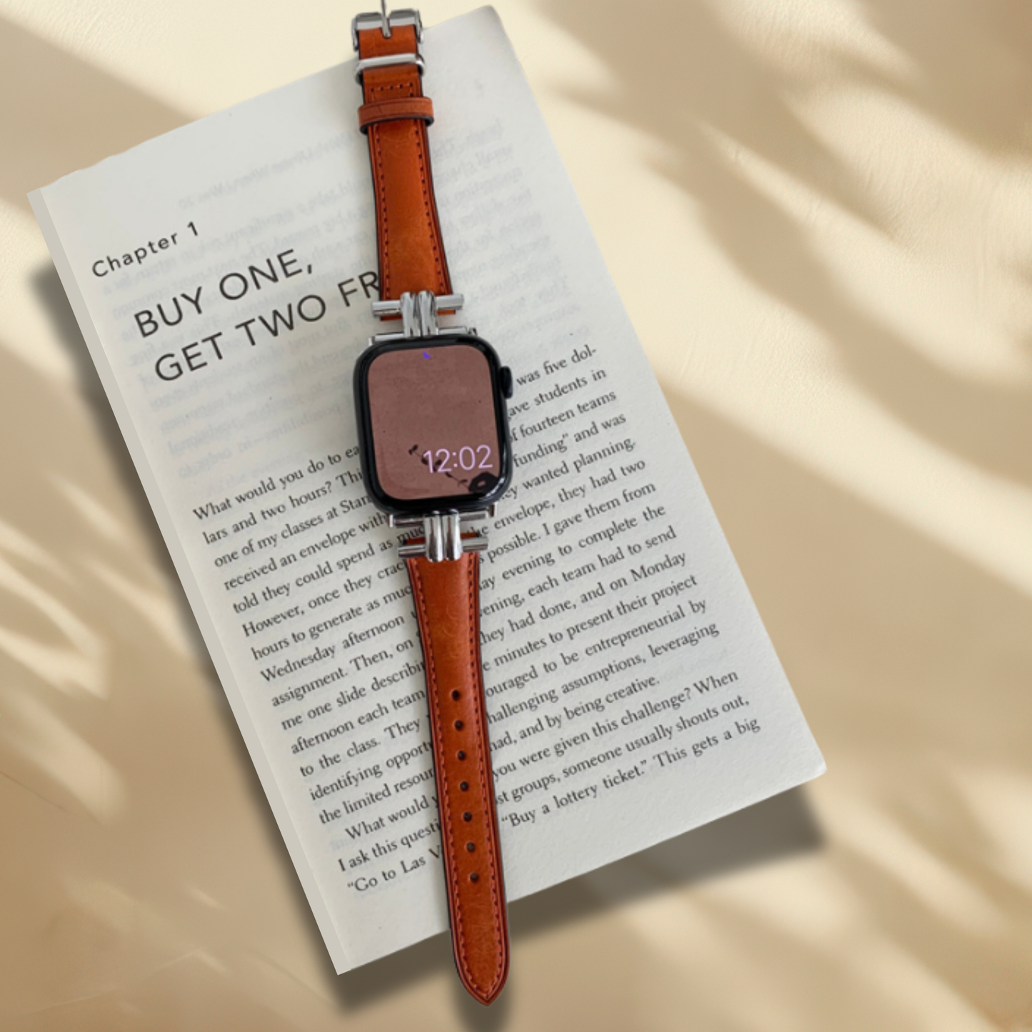 Bracelet Apple Watch effet cuir - Doré