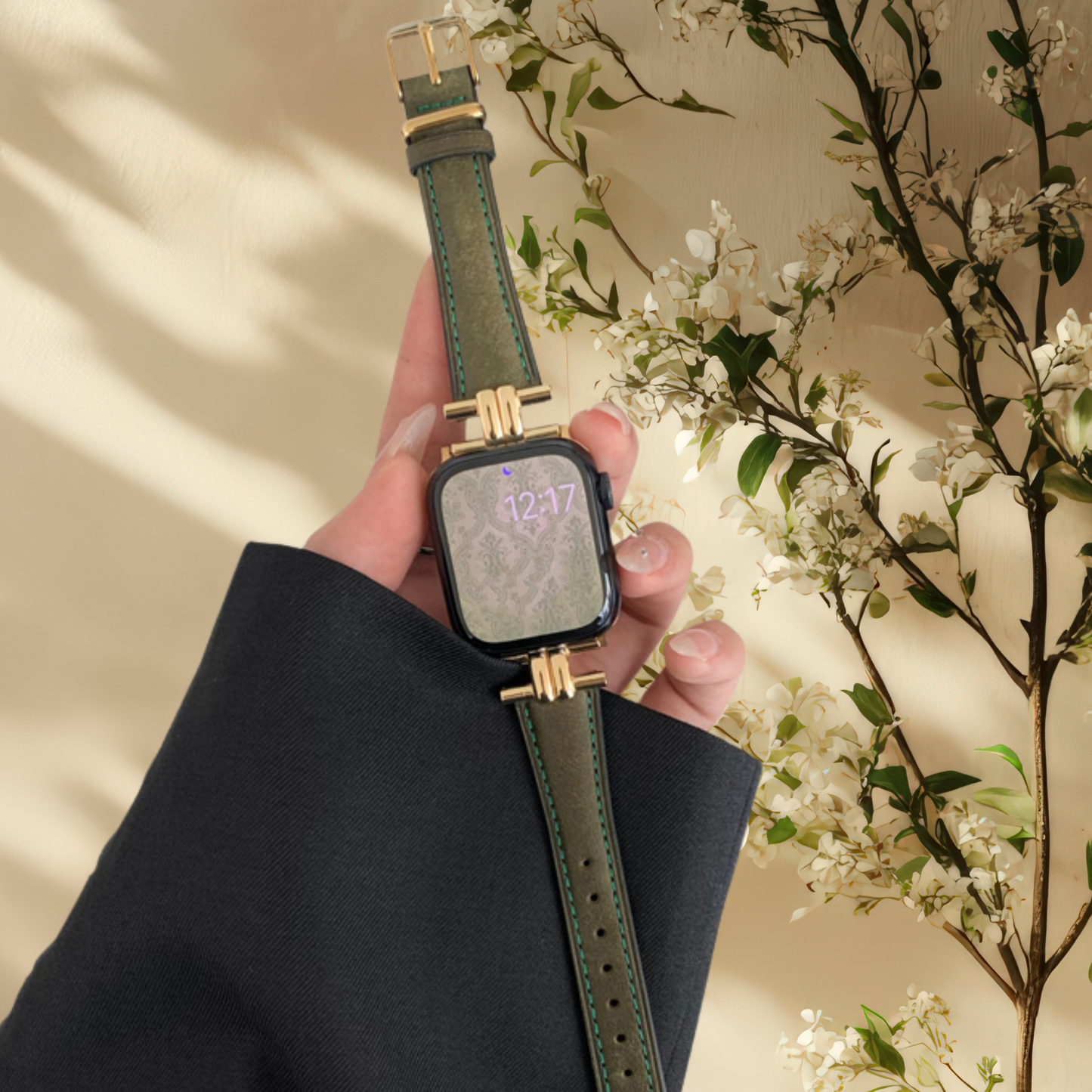 Bracelet Apple Watch effet cuir - Doré
