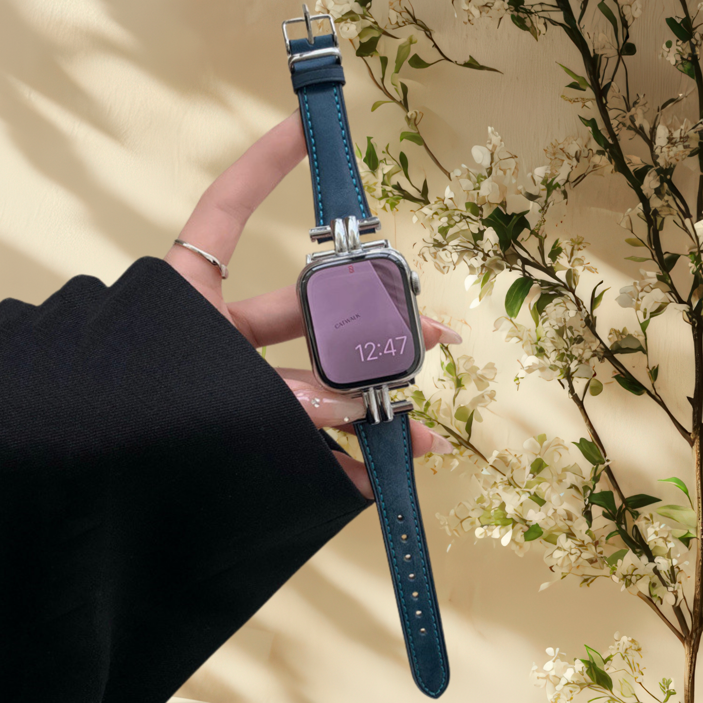 Bracelet Apple Watch effet cuir - Doré