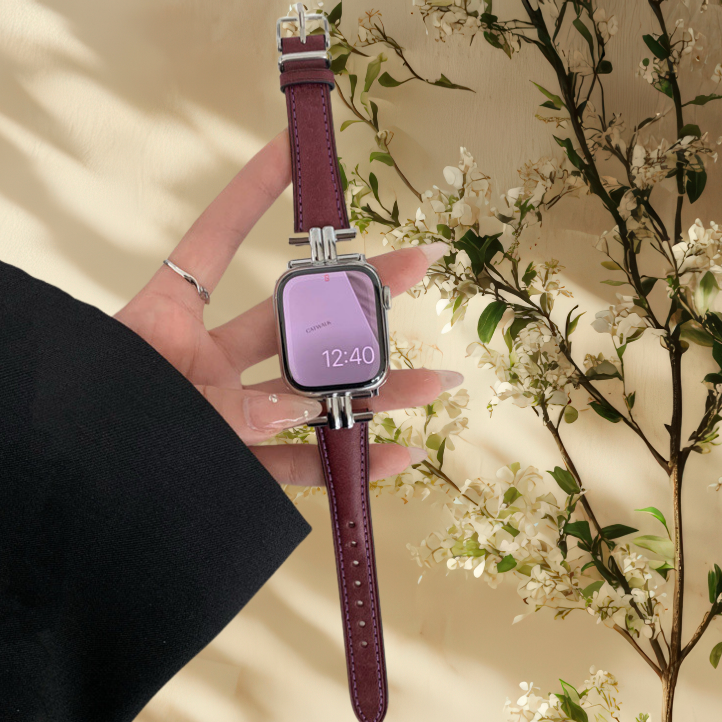 Bracelet Apple Watch effet cuir - Doré