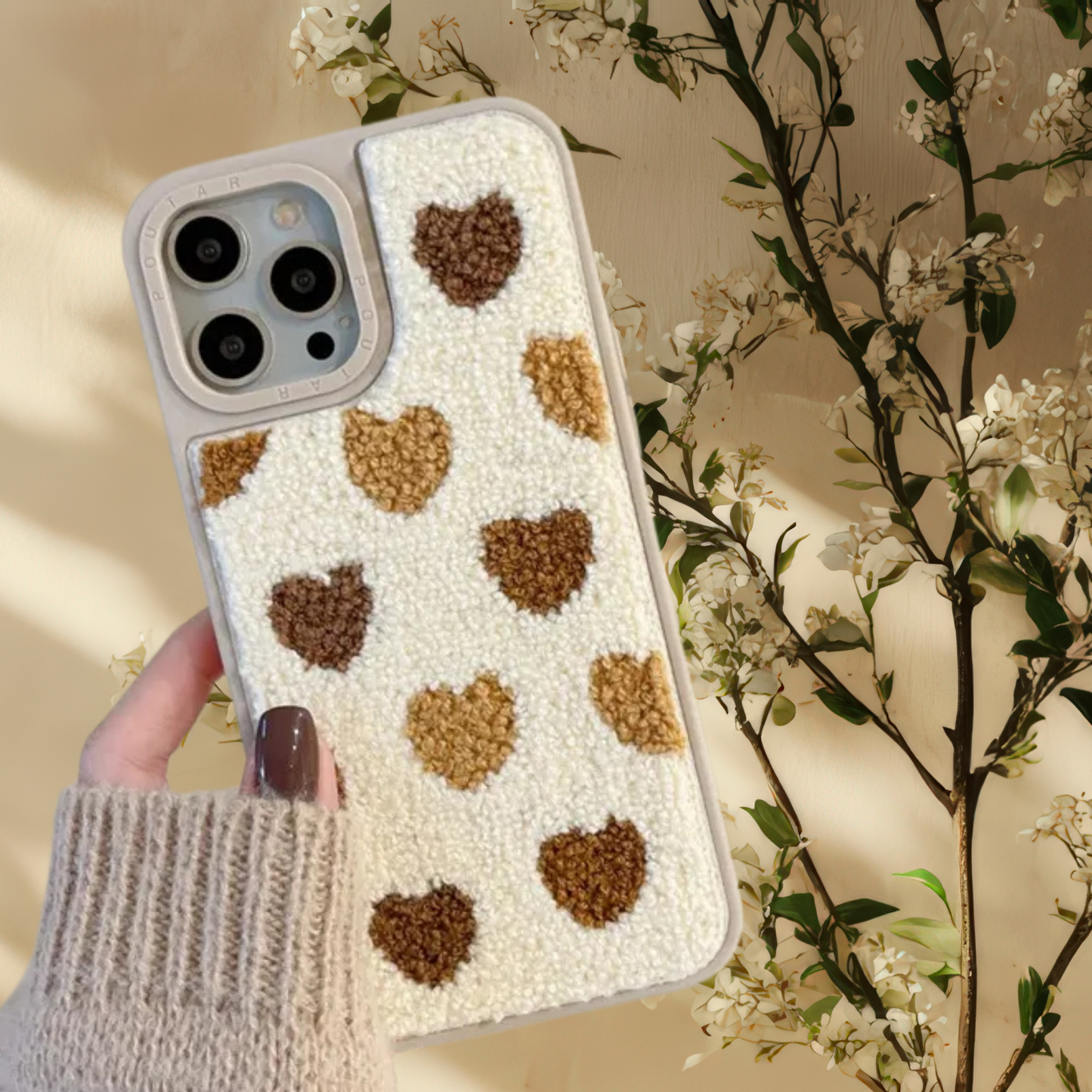 Coque iphone tissu - coeur